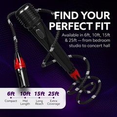 VelWav Pro XLR Mic Cables Balanced Audio 3-Pin Male to Female OFC Shielded Wire