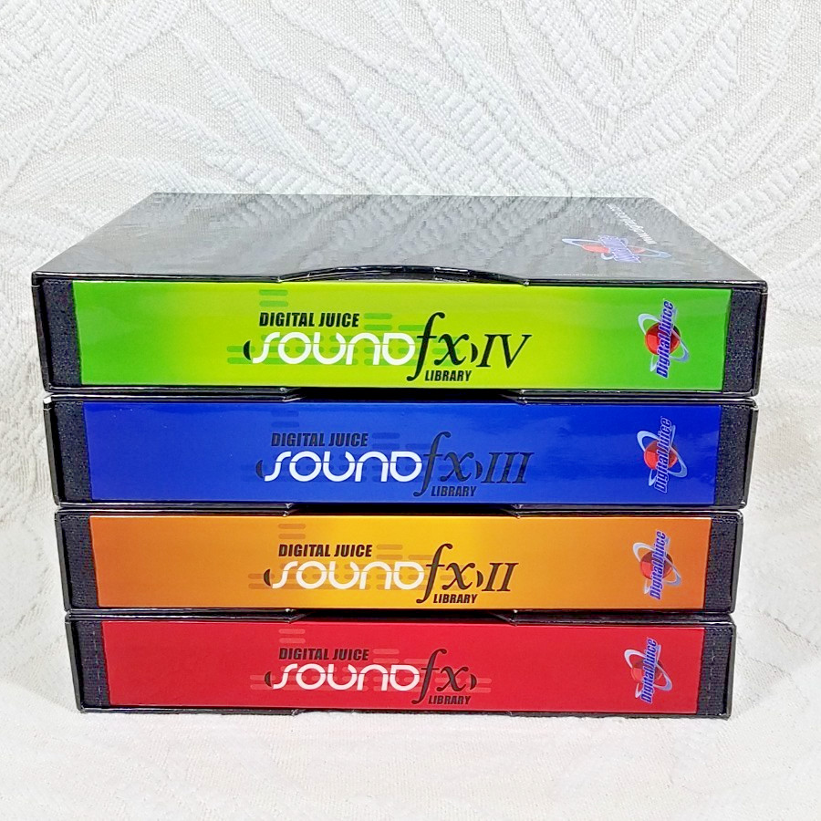 DIGITAL JUICE SOUNDFX LIBRARIES VOLUMES 1 – 4 SOUND EFFECTS DVD EDITING SOFTWARE