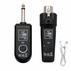 Dynamic Range 110dB Wireless Guitar XLR Transmitter Receiver System 30-50m Black