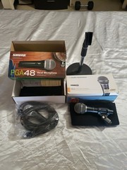 Vocal Microphones SHURE PGA 48 and Audio-Technica Pro 31 with Table Stand