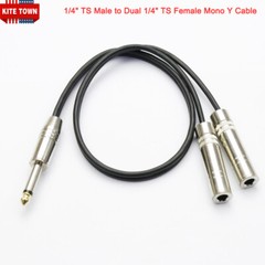 1/4″ TS Male Mono to Dual 1/4″ TS Female Mono Y Splitter 6.35mm Audio Cable
