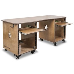 Sound Town DIY Studio Desk w/ Dual 13U Side Cabinets Weathered Brown (SDRK-WS69)