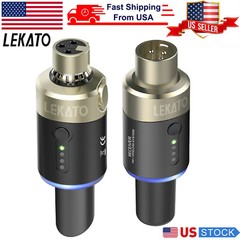 LEKATO Wireless Microphone System Transmitter Receiver 5.8GHz Plug On XLR 100FT