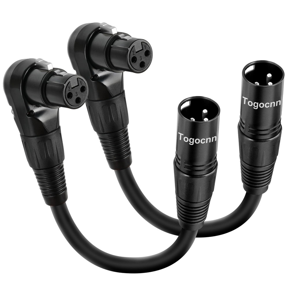 2-Pack XLR Microphone Extension Cable Adapter 0.6 Feet 90 Degree XLR Female to