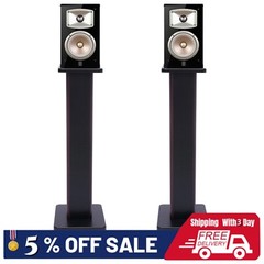 Pair Black Walnut Computer/Bookshelf Speaker Stands Surround Stands Home Theater