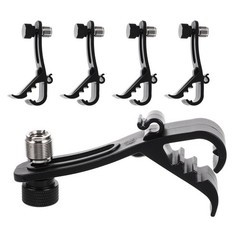 5Pcs Reusable Drum Mic Clip Black Plastic Metal Clamp for Guitar Mic Mounts