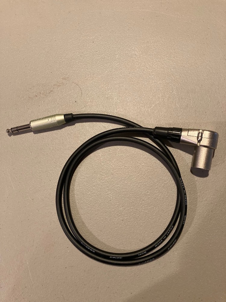 3 foot Canare L-4E6S Neutrik Rt angle male XLR to Amphenol 1/4″ TRS plug cable