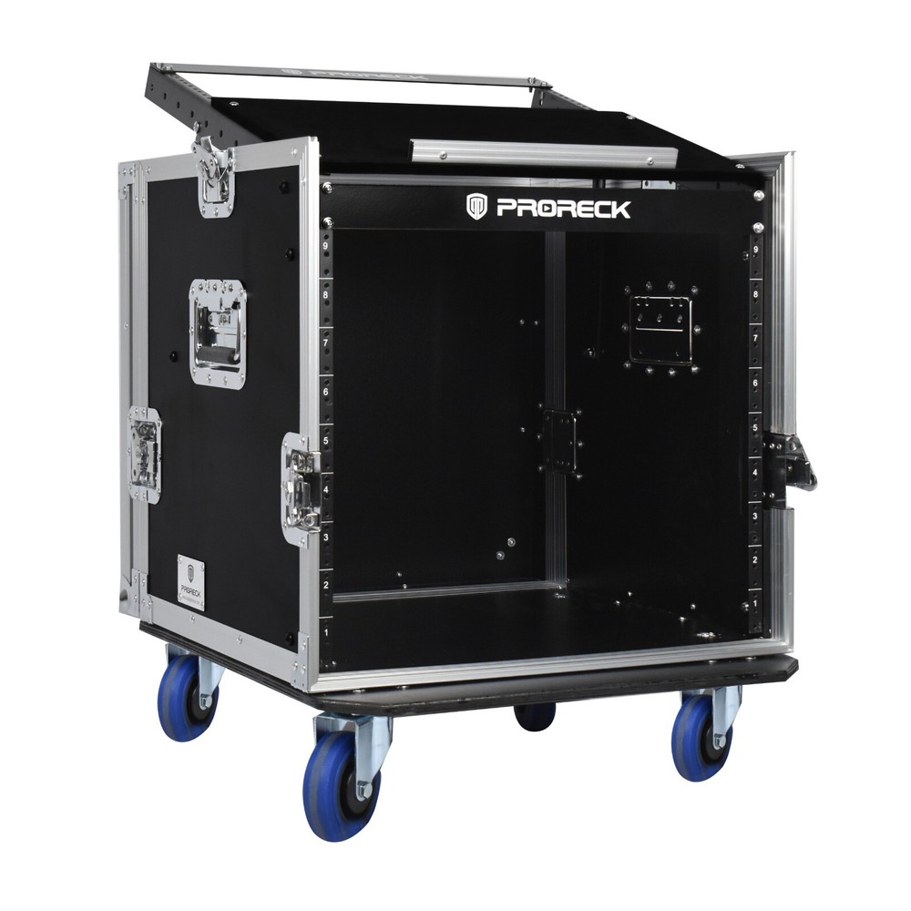 PRORECK 10U DJ Rack Case 20“ Deep Slant Mixer Top Combo Stage Audio Road Case