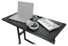 Quik Lok DJ233 Foldable DJ Table Workstation w/Perforated Shelf for Ventilation