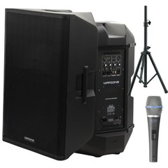 Warzone WPTS12 2200W PA Speaker Bundle + 1 Adjustable Stand + 1 Microphone