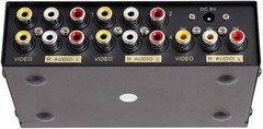 DTECH Powered 4 Way 3 RCA Splitter Box 1 in 4 Out 4 Port Splitter, Black