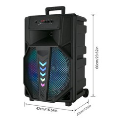 Portable Bluetooth PA Speaker 15’’ Subwoofer Karaoke System FM/AUX/TWS Mic Stand