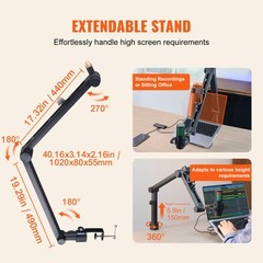 VEVOR Microphone Boom Arm with Desk Mount 360° Rotatable Adjustable Mic Stand