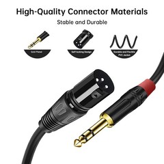 (2PACK/6inch) XLR to 1/4 TRS Stereo Adapter,XLR Male Inch 6inch