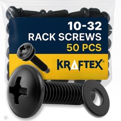 10-32 Rack Screws 50-Pack – Versatile Server (50 Pack), Silver/Metallic