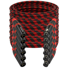 6x Nylon Braided XLR Male to Female Cable 3Pin Balanced Low Noise Audio Cord 6FT