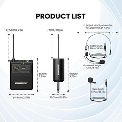 UHF Wireless Lavalier Microphone System-Lavalier & Headset Mics