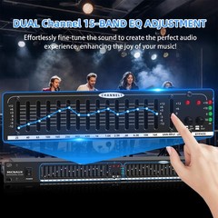 Graphic Equalizer 15-Band Stereo EQ for Home Audio, Dual Channel Professional DJ