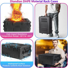 6U Rack Case Shallow 12″ Depth, 19″ Rackmount Flight Case, Watertight Dust-Proof