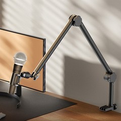 Low Profile Microphone Boom Arm Mic Desk Stand Adjustable w/ 3/8″ 5/8″ Adapter
