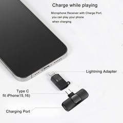Wireless Lavalier Microphone Audio Video Recording Mini Mic For Android, iPhone