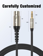 XLR to 3.5MM Cable 10 FT, Unbalanced Aux Male to XLR Female Cord, 1/8 Inch to