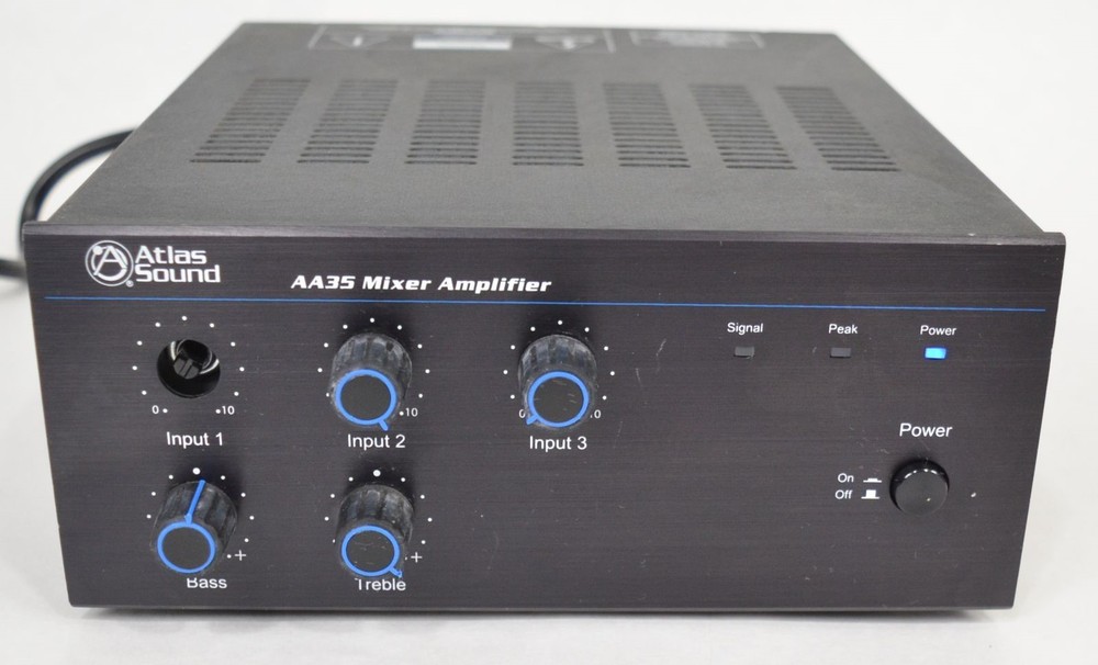 Atlas Sound AA35 3-Input Mixer Amplifier 35W-RMS Tested *Missing Knob*