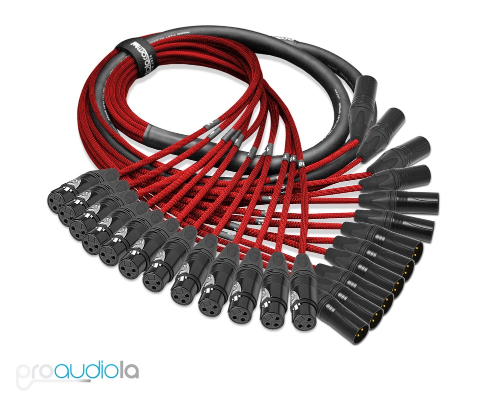 Premium Mogami 2933 12 Channel Snake | Neutrik Gold XLR-F XLR-M | Red 35 Feet