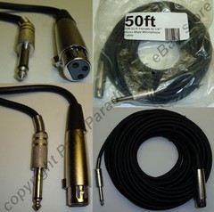 50ft XLR~1/4″ Mono Professional Microphone Audio Cable/Cord/Wire 3pin~6.3mm TS