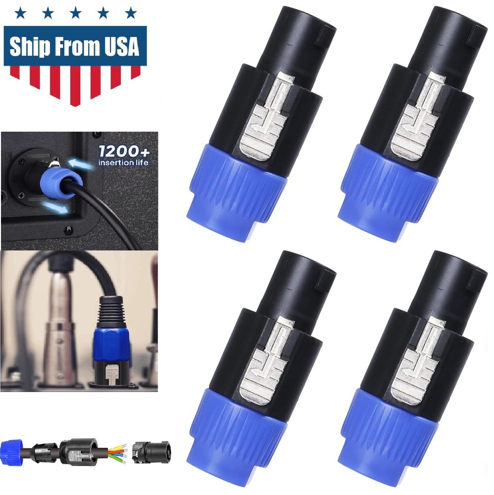 4 Pole Speakon Connectors Audio Speaker Plug Twist Lock 4 Pole Speaker Plug USA