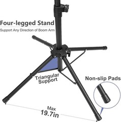 Mic Stand Microphone Floor Boom with Tablet Phone Holder Height Adjustable Clips