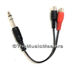 6 inch 1/4″ Male Stereo Plug to Dual RCA Jacks (F) Premium Audio Cable Wire Cord