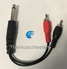 1/4″ Male Mono Plug to Dual RCA Plugs (M) Premium 6″ inch Audio Cable Wire VWLTW
