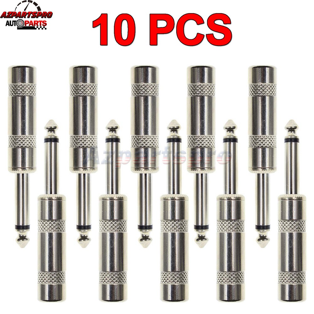 10Pcs 1/4″ Male Monaural TS Audio Guitar Cable Plugs 6.35mm Connector Adapter