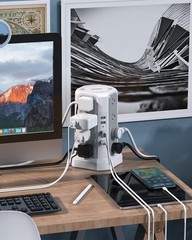 Surge Protector Power Strip Tower with USB Ports, Fararaka 10 FT Extension Co…