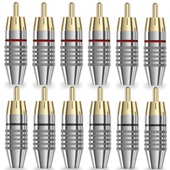 lkelyonewy RCA Plug Connectors Coaxial Cable Audio Adapter Gold Black,Red