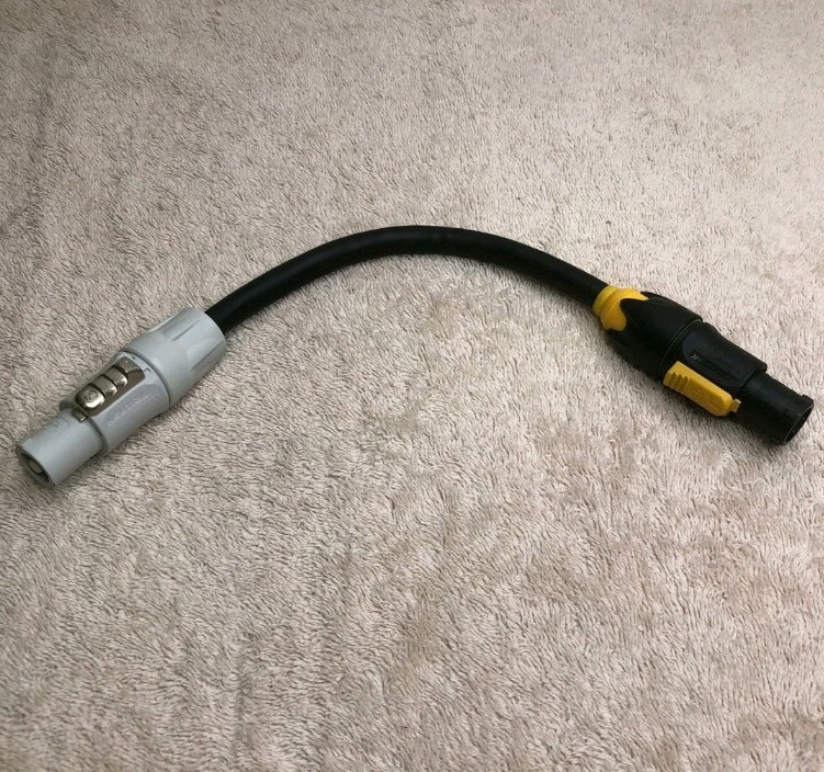Neutrik Powercon True1 Female to Powercon B Grey power cable 1 ft
