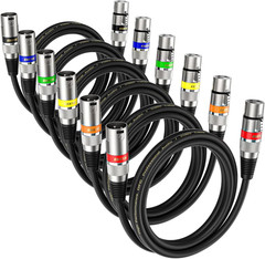 XLR Microphone Cable 2 Feet – Male to Female 3 Pins Balanced Cables, 6 Pack