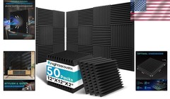 High Density Sound Proof Foam Panels – 50 Pack, Ideal for Studios & Offices