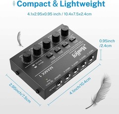 Mini Audio Mixer 4 Channel Stereo Low Noise Sub-Mixing for Small Venues