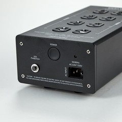 Black 8-Way AC Power Filter with LED Display, Overvoltage Protection