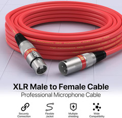 6 Pack XLR Microphone Cables 3ft 3 Pin Male to Female Balanced Audio Mixer Speak