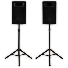 Acoustic Audio PA-500X Passive 800W 3-Way Speaker Pair and Stands DJ Studio Home