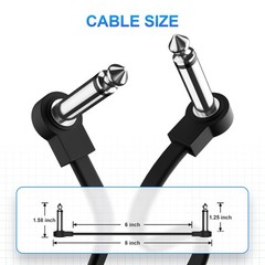 Professional 6 Pack 6 Inch Guitar Patch Cables, Noise Free and 6 Inch, Black