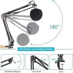 Snowball Ice Mic Boom Arm Stand with Pop Filter, Compatible with Blue Snowball I