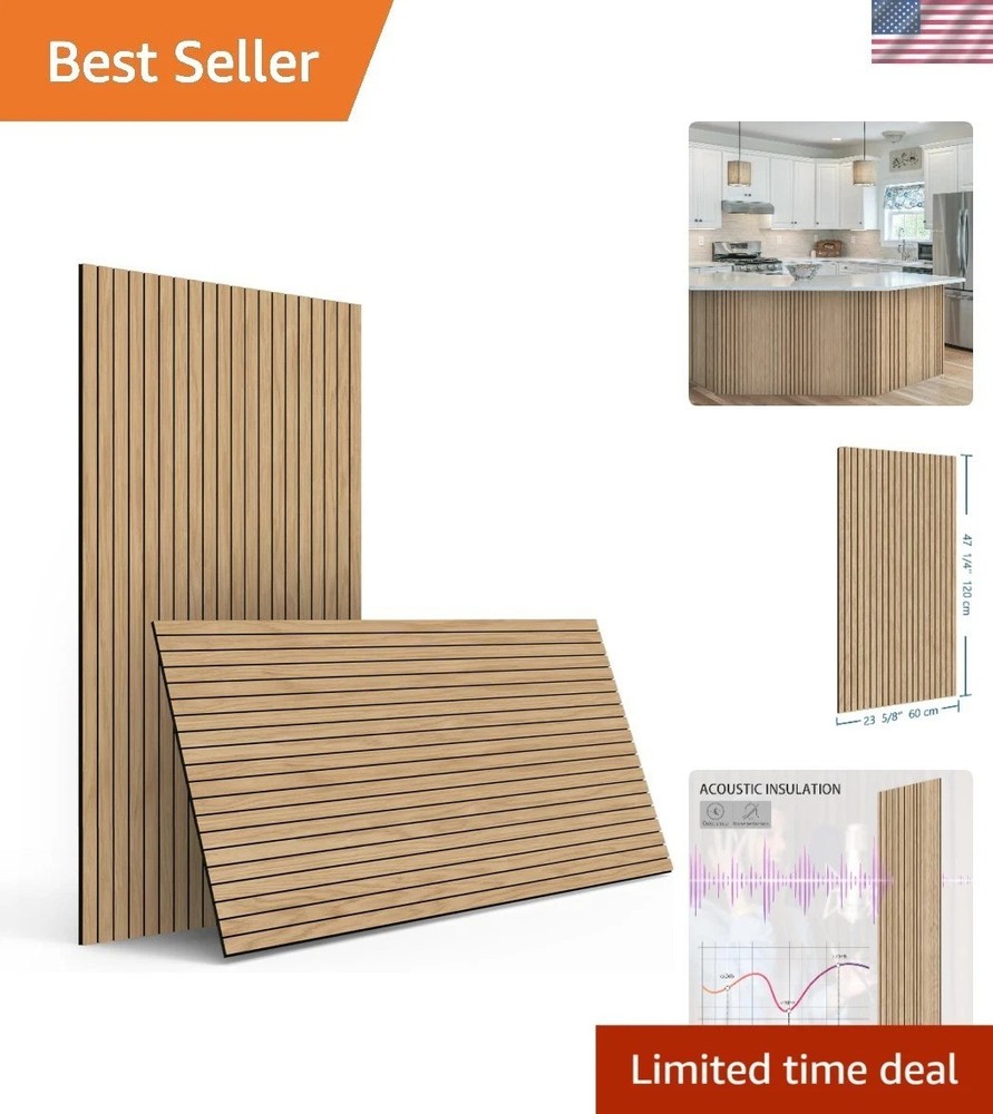 4-Piece Wood Slat Wall Panel for Interior Wall Decor Noise Cancelling 47.2″ x…