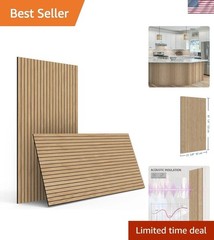 4-Piece Wood Slat Wall Panel for Interior Wall Decor Noise Cancelling 47.2″ x…