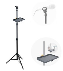 LINCO Adjustable Microphone Mic Stand with Clamp-On Rack Tray & Carrying Bag