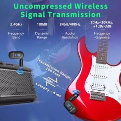 5V 2.4GHz Guitar Wireless System for Electric Guitar Bass Violin Rechargeable
