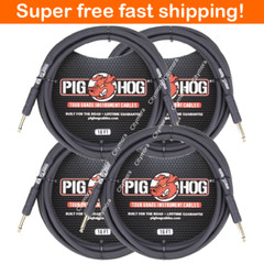 4 Pack Pig Hog PH10 Tour Grade 1/4-1/4inch 10ft 8mm Instrument Cable Black – NEW